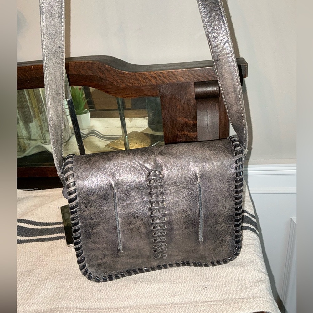 Bed Stu Leather Frankie Crossbody Bag Black Rustic Brown Retail $175 - Picture 5 of 15